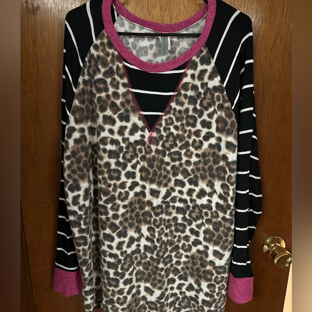 HoneyMe cheetah and striped long sleeve shirt
